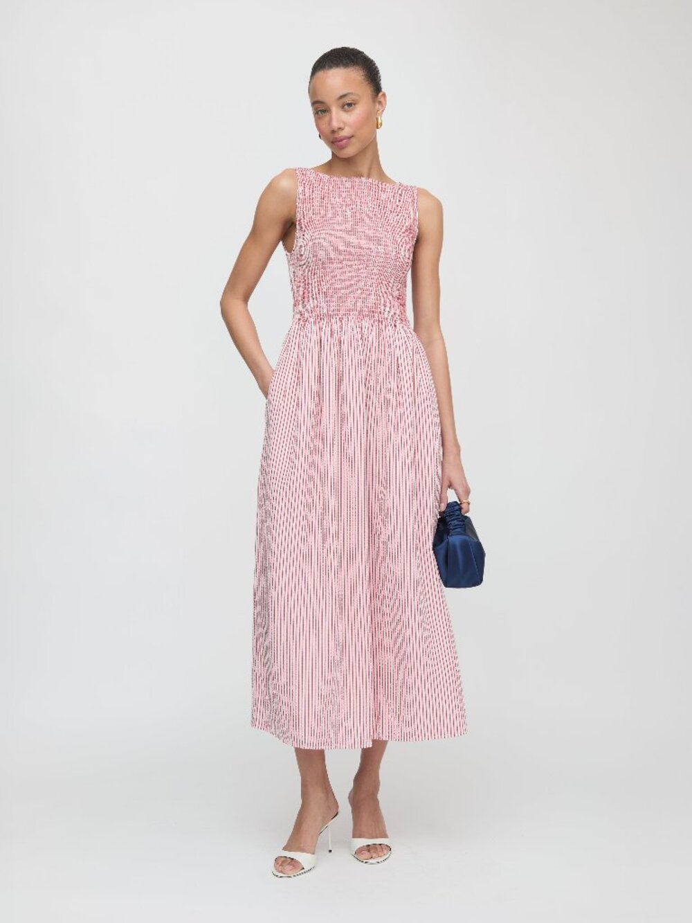 NWT Hill House Home Cosima Nap Dress - Red Ticking Stripe Size L - Picture 2 of 3